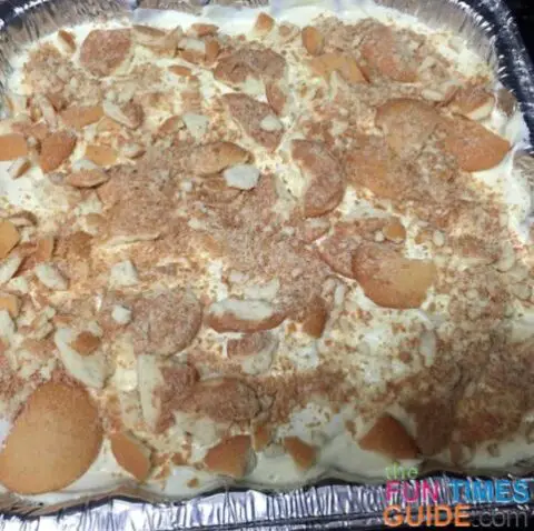 This is my favorite way to make the banana pudding recipe now -- with crushed up Vanilla Wafers all over the pudding layer.