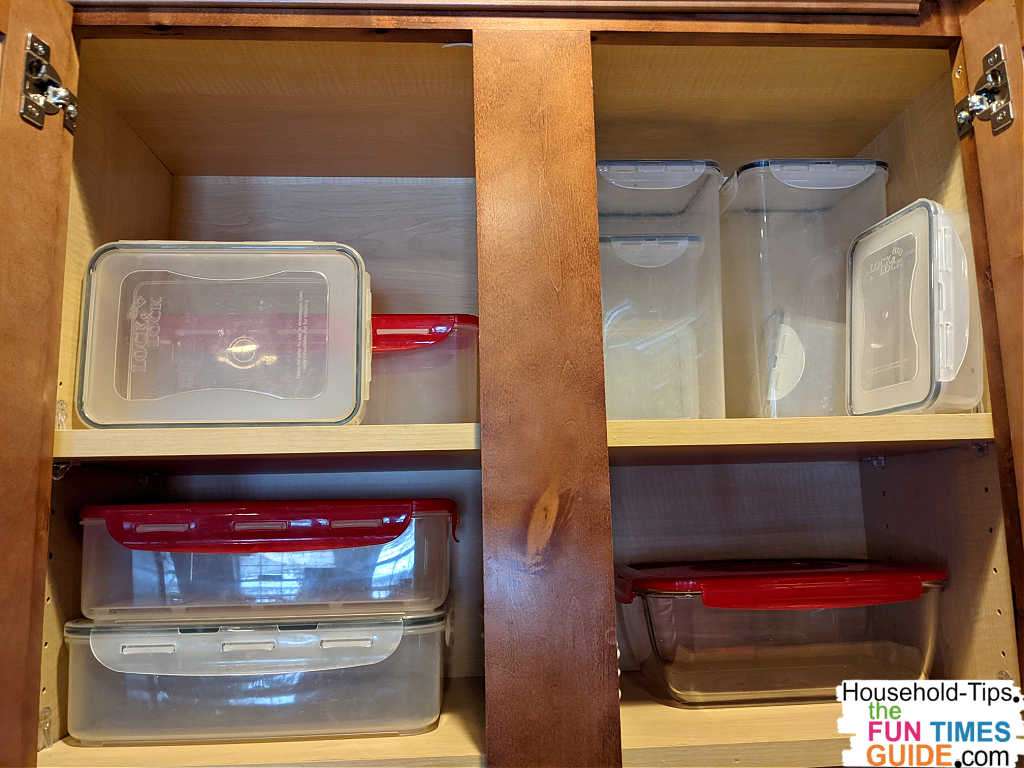 This is what the 'plastic' side of my kitchen cabinets look like - all Lock & Lock durable, leakproof, spillproof, airtight food storage containers! photo by Lynnette at TheFunTimesGuide.com This is what the 'plastic' side of my kitchen cabinets look like - all Lock & Lock durable, leakproof, spillproof, airtight food storage containers!