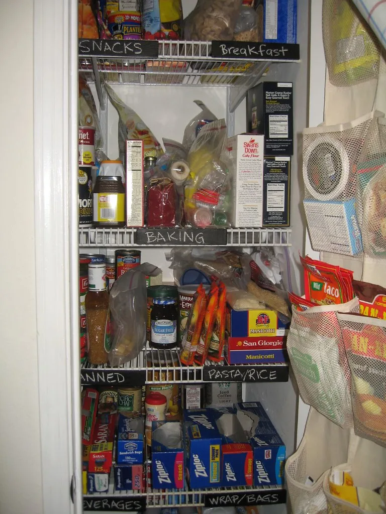 Example of labeling pantry shelves. 
